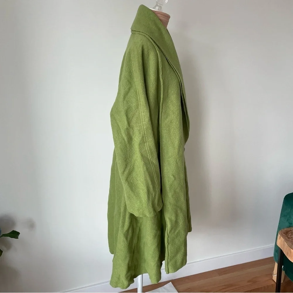 Kostron Atelier German 100% Virgin Wool Green Lagenlook Single Button Coat EUC M - Picture 4 of 11